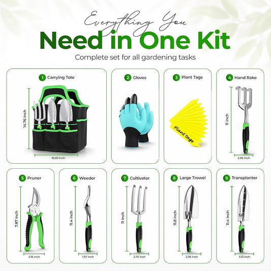 Garden Tools Set 8 PCS Heavy Duty Stainless Steel Gardening Tools for Women