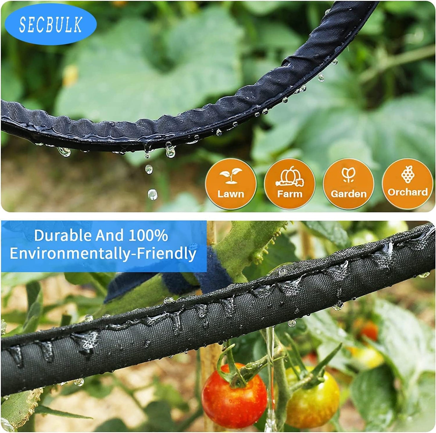 2026 Flat Soaker Hose 100 ft with Stakes for Garden, 50ft x 2 Linkable Drip Hose Diy Garden Irrigation System Saving 80% Water, Dual-layer Leak-free Design Water Hose with Holes
