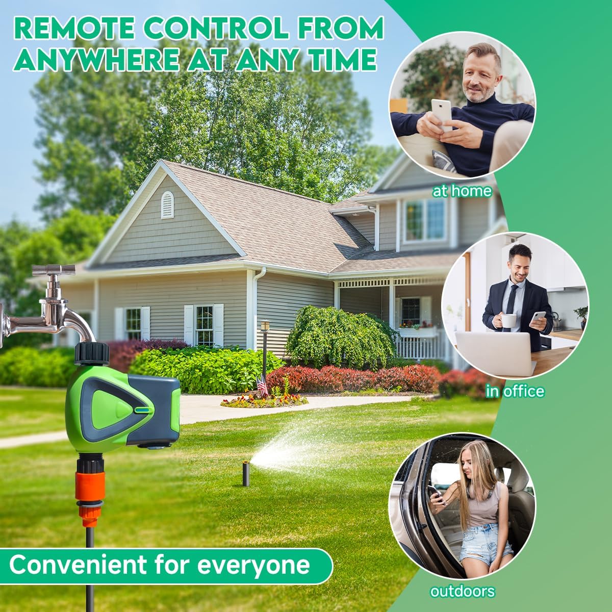 Water Timer for Garden Hose(Note:Zigbee Gateway Needs to be Purchased Separately), GreenVation Plant Automatic System for Yard Outdoor Irrigation, Smart Sprinkler Timer with Tuya/Smart Life App