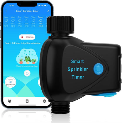 Water Timer for Garden Hose(Note:Zigbee Gateway Needs to be Purchased Separately), GreenVation Plant Automatic System for Yard Outdoor Irrigation, Smart Sprinkler Timer with Tuya/Smart Life App