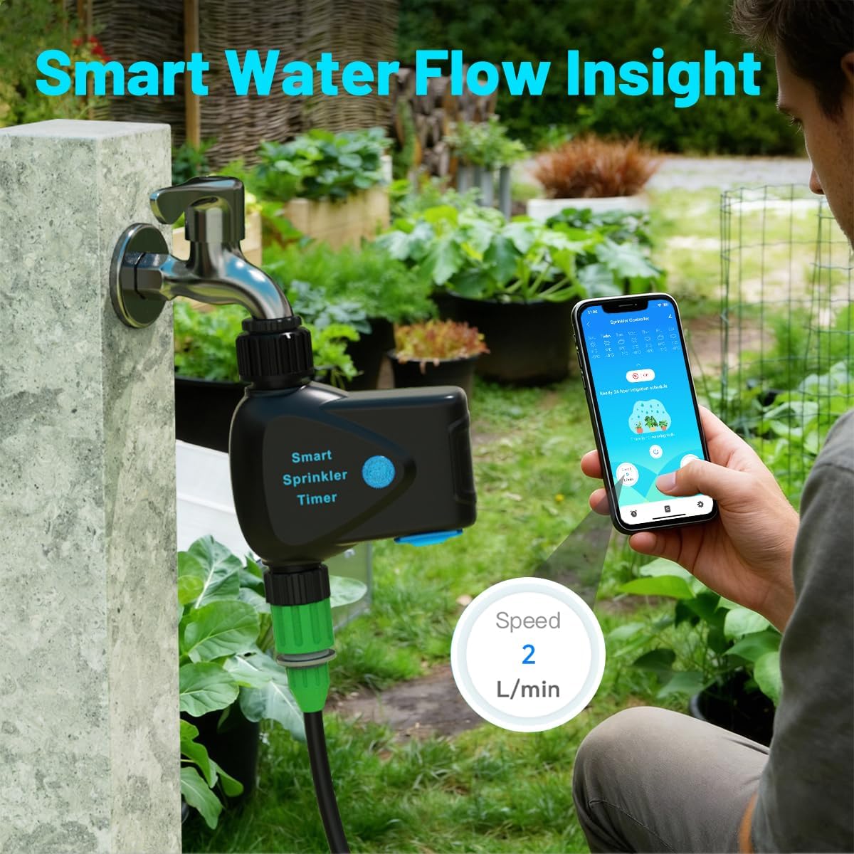 Water Timer for Garden Hose(Note:Zigbee Gateway Needs to be Purchased Separately), GreenVation Plant Automatic System for Yard Outdoor Irrigation, Smart Sprinkler Timer with Tuya/Smart Life App