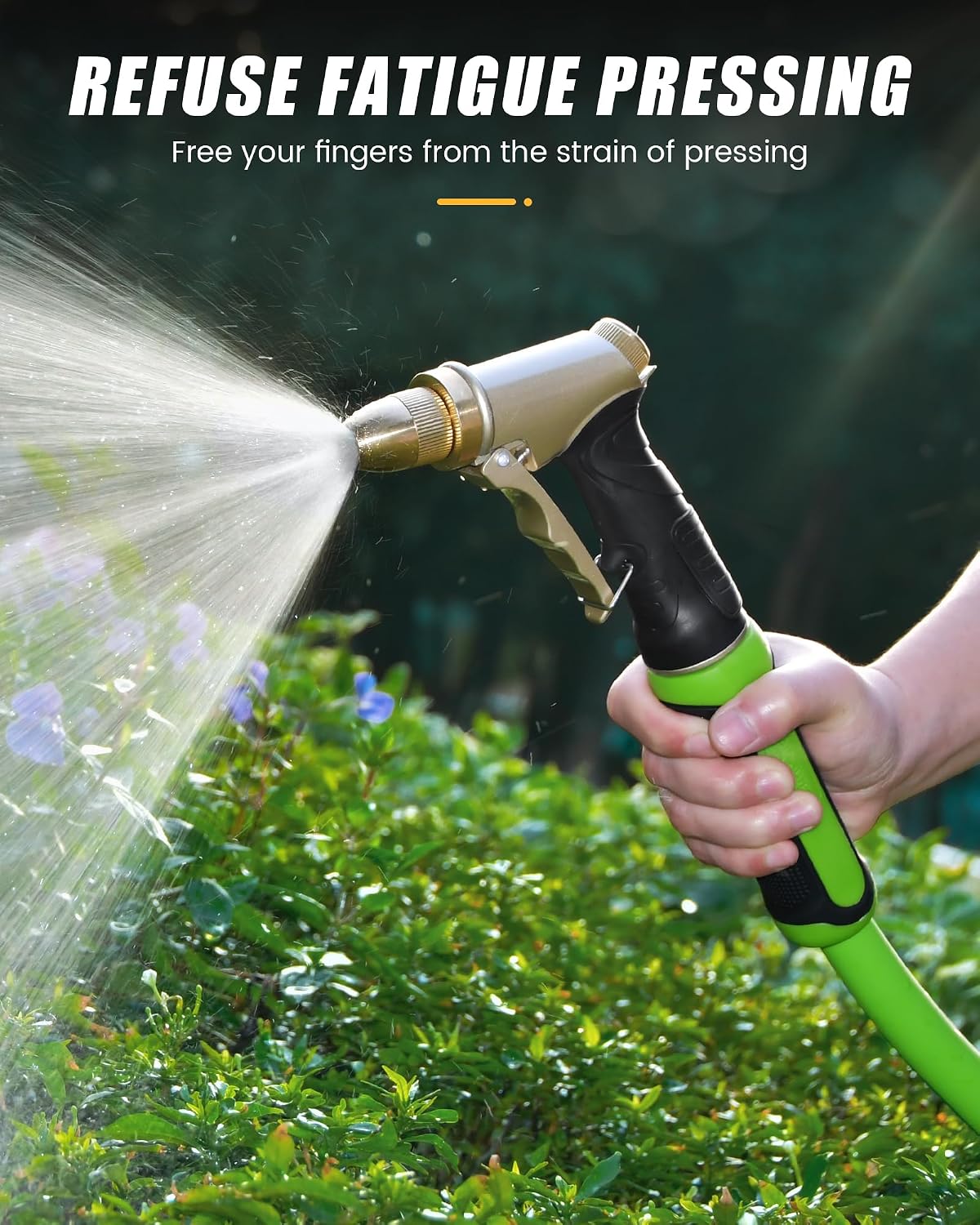 Garden Hose Nozzle, Upgraded Heavy Duty Metal Spray Nozzle, High Pressure Water Nozzle with Adjustable Spray Patterns for Watering Plants, Car Washing, and Pet Showering
