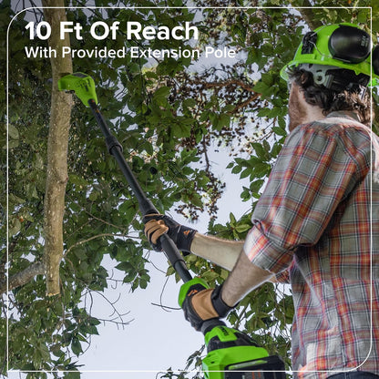 24V 8" Cordless Polesaw + 20" Pole Hedge Trimmer Combo (Great For Pruning and Trimming Branches / Shrubs), 2.0Ah Battery and Charger Included