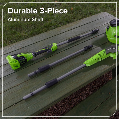 24V 8" Cordless Polesaw + 20" Pole Hedge Trimmer Combo (Great For Pruning and Trimming Branches / Shrubs), 2.0Ah Battery and Charger Included