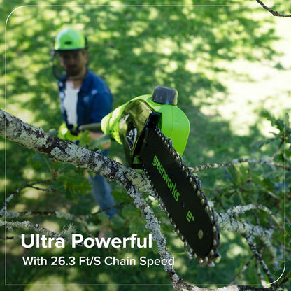 24V 8" Cordless Polesaw + 20" Pole Hedge Trimmer Combo (Great For Pruning and Trimming Branches / Shrubs), 2.0Ah Battery and Charger Included