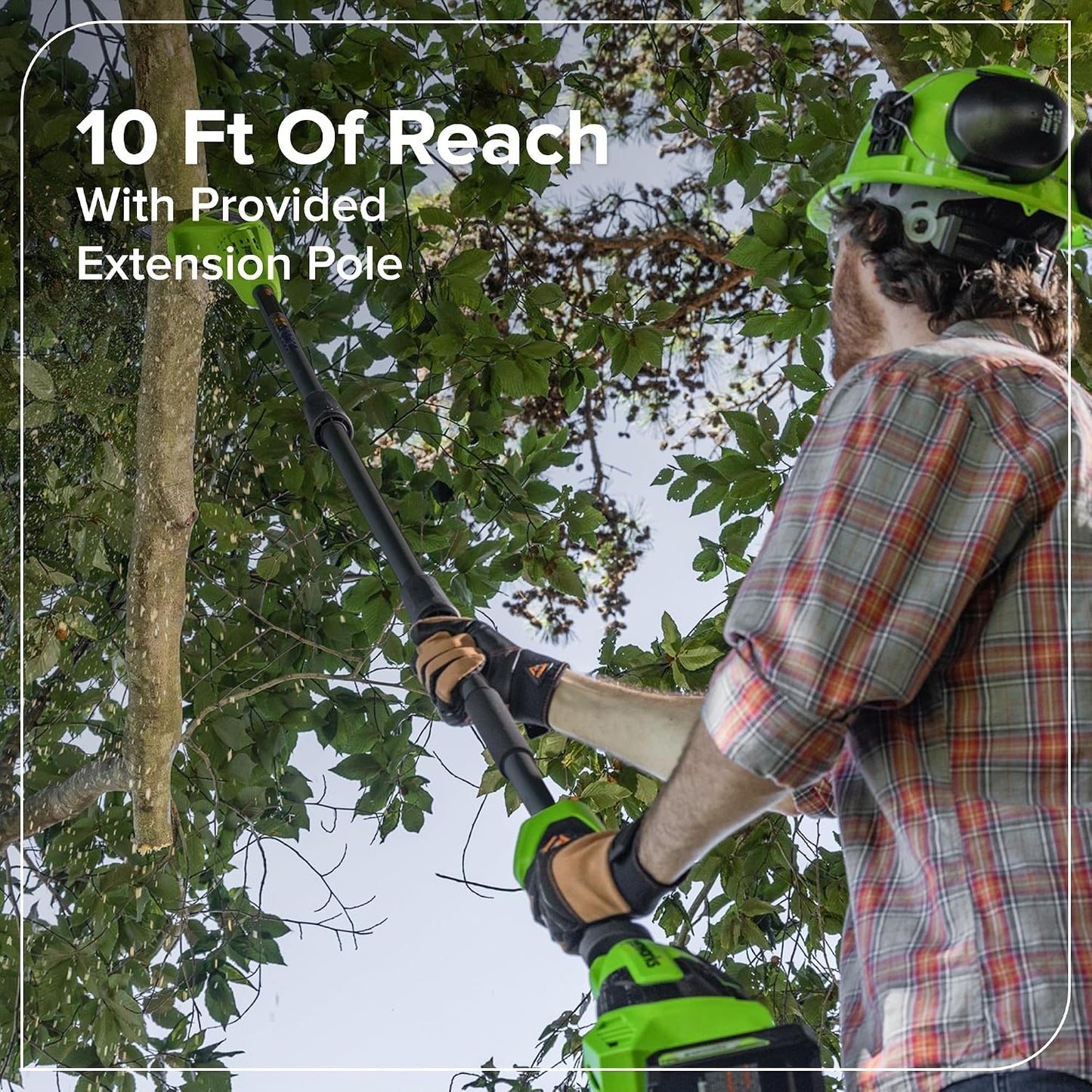 24V 8" Cordless Polesaw + 20" Pole Hedge Trimmer Combo (Great For Pruning and Trimming Branches / Shrubs), 2.0Ah Battery and Charger Included