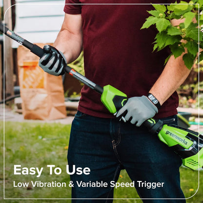24V 8" Cordless Polesaw + 20" Pole Hedge Trimmer Combo (Great For Pruning and Trimming Branches / Shrubs), 2.0Ah Battery and Charger Included