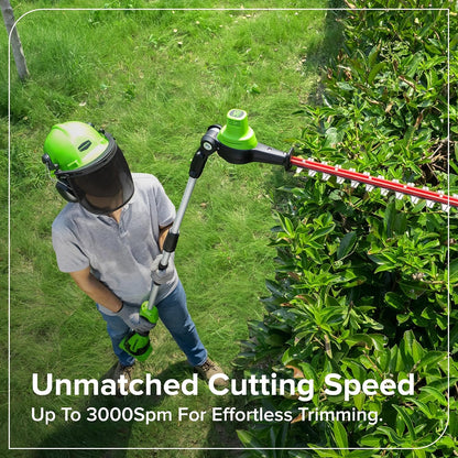 24V 8" Cordless Polesaw + 20" Pole Hedge Trimmer Combo (Great For Pruning and Trimming Branches / Shrubs), 2.0Ah Battery and Charger Included