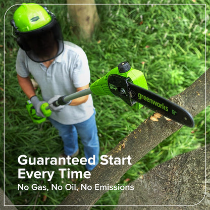 24V 8" Cordless Polesaw + 20" Pole Hedge Trimmer Combo (Great For Pruning and Trimming Branches / Shrubs), 2.0Ah Battery and Charger Included