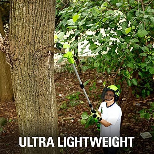 24V 8" Cordless Polesaw + 20" Pole Hedge Trimmer Combo (Great For Pruning and Trimming Branches / Shrubs), 2.0Ah Battery and Charger Included