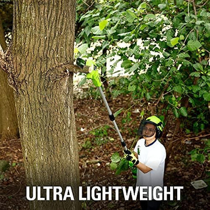 24V 8" Cordless Polesaw + 20" Pole Hedge Trimmer Combo (Great For Pruning and Trimming Branches / Shrubs), 2.0Ah Battery and Charger Included