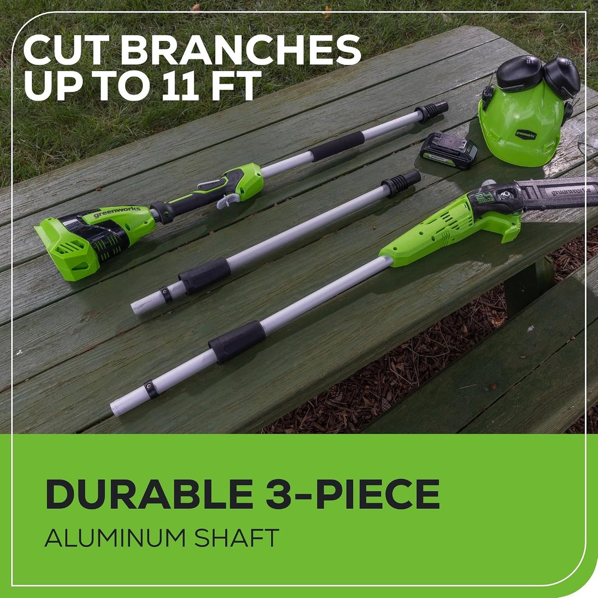 24V 8" Cordless Polesaw + 20" Pole Hedge Trimmer Combo (Great For Pruning and Trimming Branches / Shrubs), 2.0Ah Battery and Charger Included