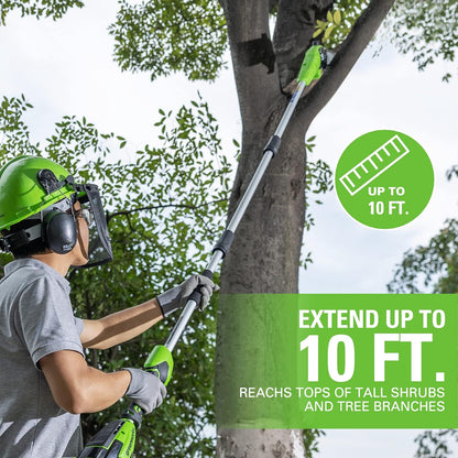 24V 8" Cordless Polesaw + 20" Pole Hedge Trimmer Combo (Great For Pruning and Trimming Branches / Shrubs), 2.0Ah Battery and Charger Included