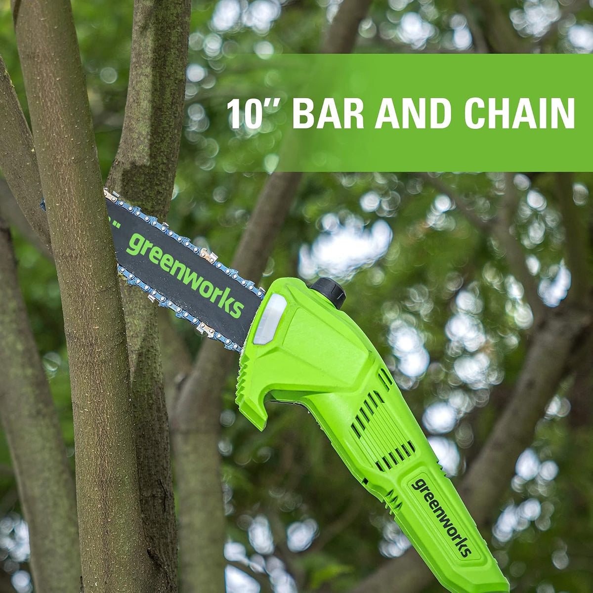 24V 8" Cordless Polesaw + 20" Pole Hedge Trimmer Combo (Great For Pruning and Trimming Branches / Shrubs), 2.0Ah Battery and Charger Included