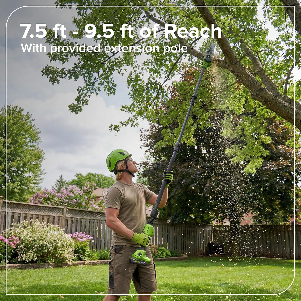 24V 8" Cordless Polesaw + 20" Pole Hedge Trimmer Combo (Great For Pruning and Trimming Branches / Shrubs), 2.0Ah Battery and Charger Included