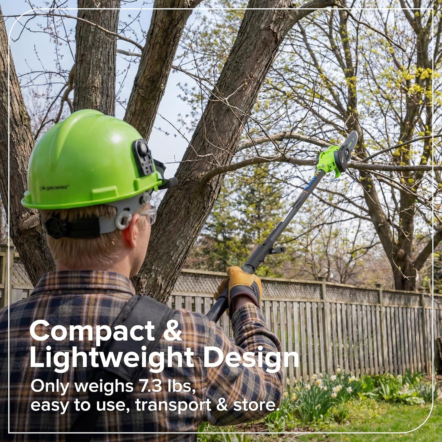24V 8" Cordless Polesaw + 20" Pole Hedge Trimmer Combo (Great For Pruning and Trimming Branches / Shrubs), 2.0Ah Battery and Charger Included