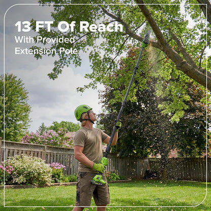 24V 8" Cordless Polesaw + 20" Pole Hedge Trimmer Combo (Great For Pruning and Trimming Branches / Shrubs), 2.0Ah Battery and Charger Included