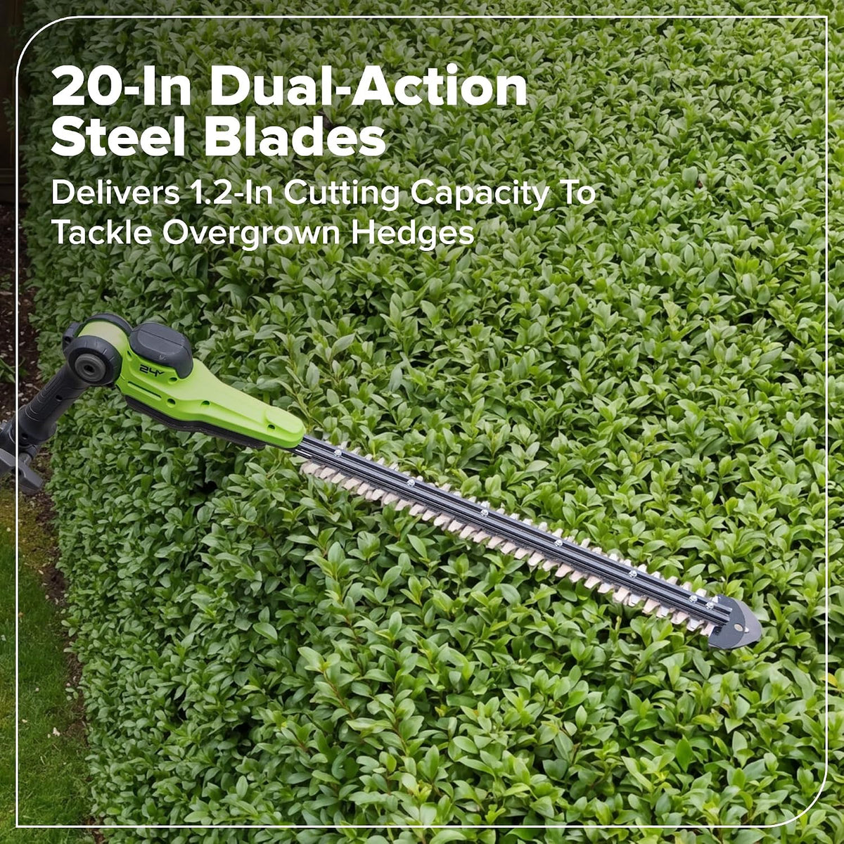 24V 8" Cordless Polesaw + 20" Pole Hedge Trimmer Combo (Great For Pruning and Trimming Branches / Shrubs), 2.0Ah Battery and Charger Included