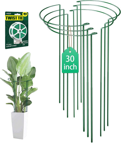 12 Pack 30 inch Plant Support Stakes, Heavy-Duty Half Round Peony Support, Garden Plant Stakes Cage for Outdoor Plants, Peony, Tomato, Hydrangea, (15ln Support +15ln Stainless Extension Tubes)