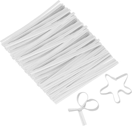 2" Kraft Paper Twist Ties, Metallic Twist Ties Reusable for Bakery, Candy Bags, Coffee Bags, Goodie Bags, Pack of 1000, White