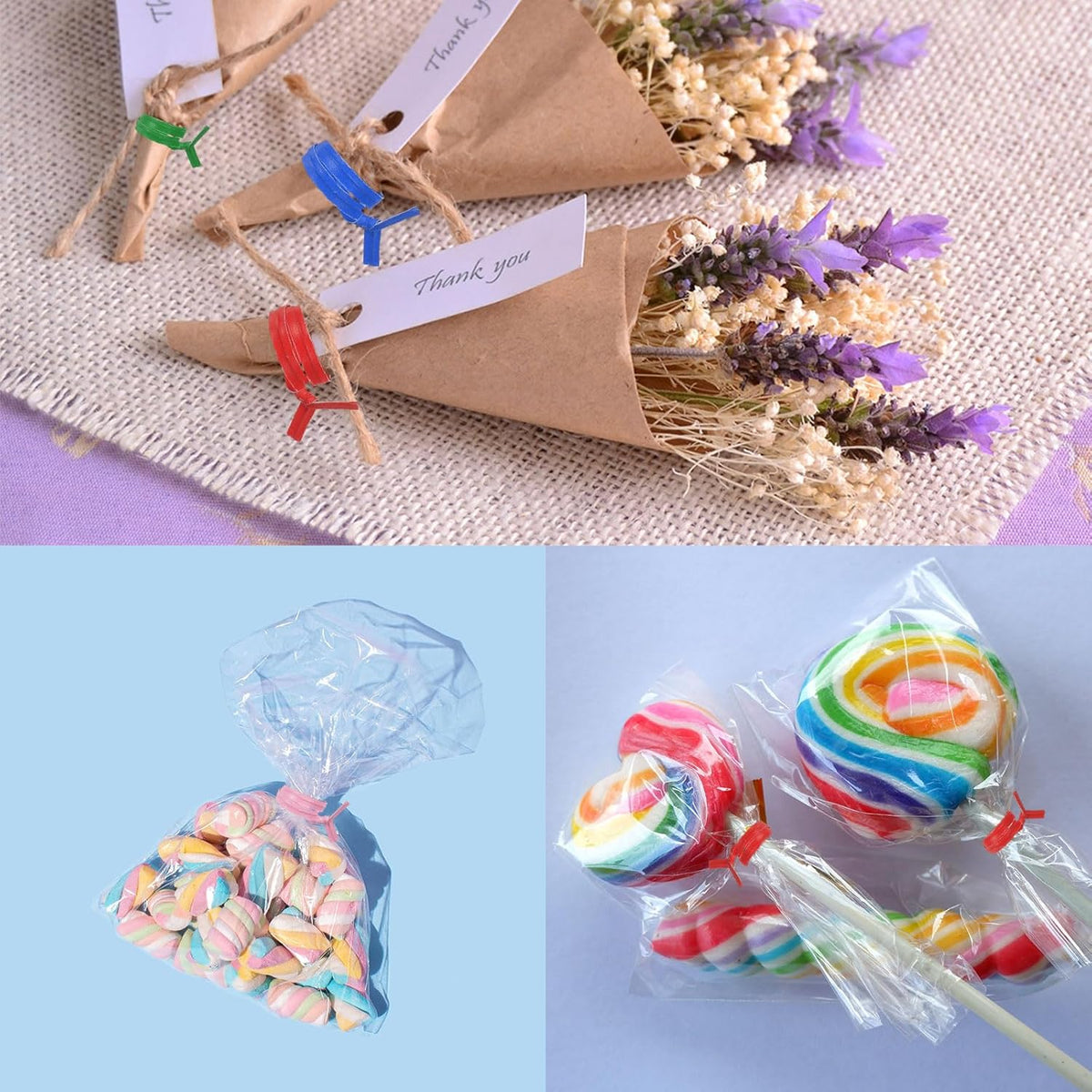2" Kraft Paper Twist Ties, Metallic Twist Ties Reusable for Bakery, Candy Bags, Coffee Bags, Goodie Bags, Pack of 1000, White