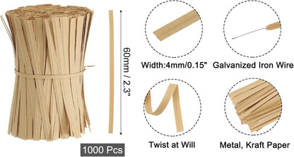 2" Kraft Paper Twist Ties, Metallic Twist Ties Reusable for Bakery, Candy Bags, Coffee Bags, Goodie Bags, Pack of 1000, White
