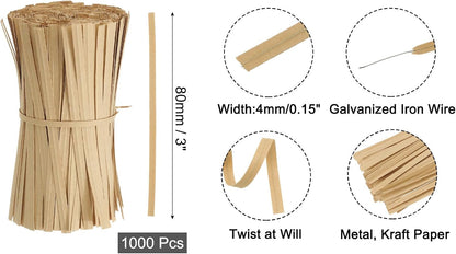 2" Kraft Paper Twist Ties, Metallic Twist Ties Reusable for Bakery, Candy Bags, Coffee Bags, Goodie Bags, Pack of 1000, White