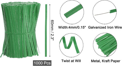 2" Kraft Paper Twist Ties, Metallic Twist Ties Reusable for Bakery, Candy Bags, Coffee Bags, Goodie Bags, Pack of 1000, White