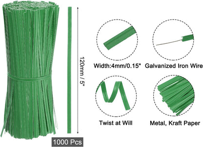 2" Kraft Paper Twist Ties, Metallic Twist Ties Reusable for Bakery, Candy Bags, Coffee Bags, Goodie Bags, Pack of 1000, White