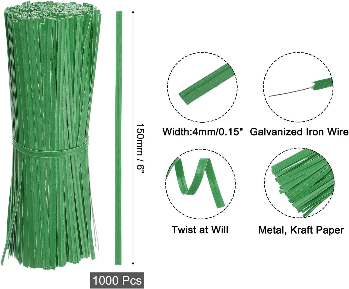2" Kraft Paper Twist Ties, Metallic Twist Ties Reusable for Bakery, Candy Bags, Coffee Bags, Goodie Bags, Pack of 1000, White