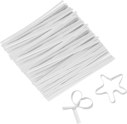 2" Kraft Paper Twist Ties, Metallic Twist Ties Reusable for Bakery, Candy Bags, Coffee Bags, Goodie Bags, Pack of 1000, White