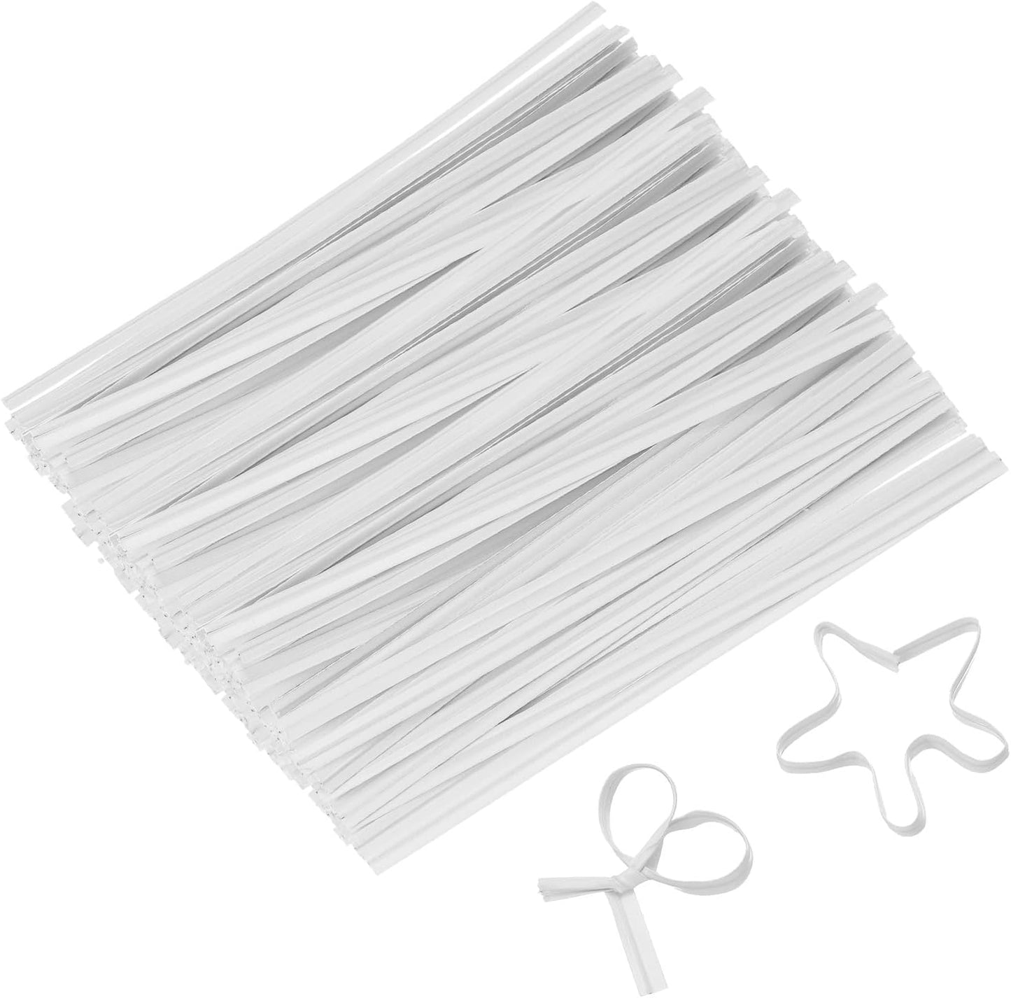 2" Kraft Paper Twist Ties, Metallic Twist Ties Reusable for Bakery, Candy Bags, Coffee Bags, Goodie Bags, Pack of 1000, White
