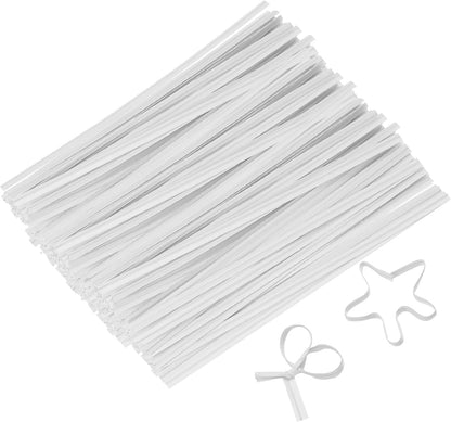 2" Kraft Paper Twist Ties, Metallic Twist Ties Reusable for Bakery, Candy Bags, Coffee Bags, Goodie Bags, Pack of 1000, White