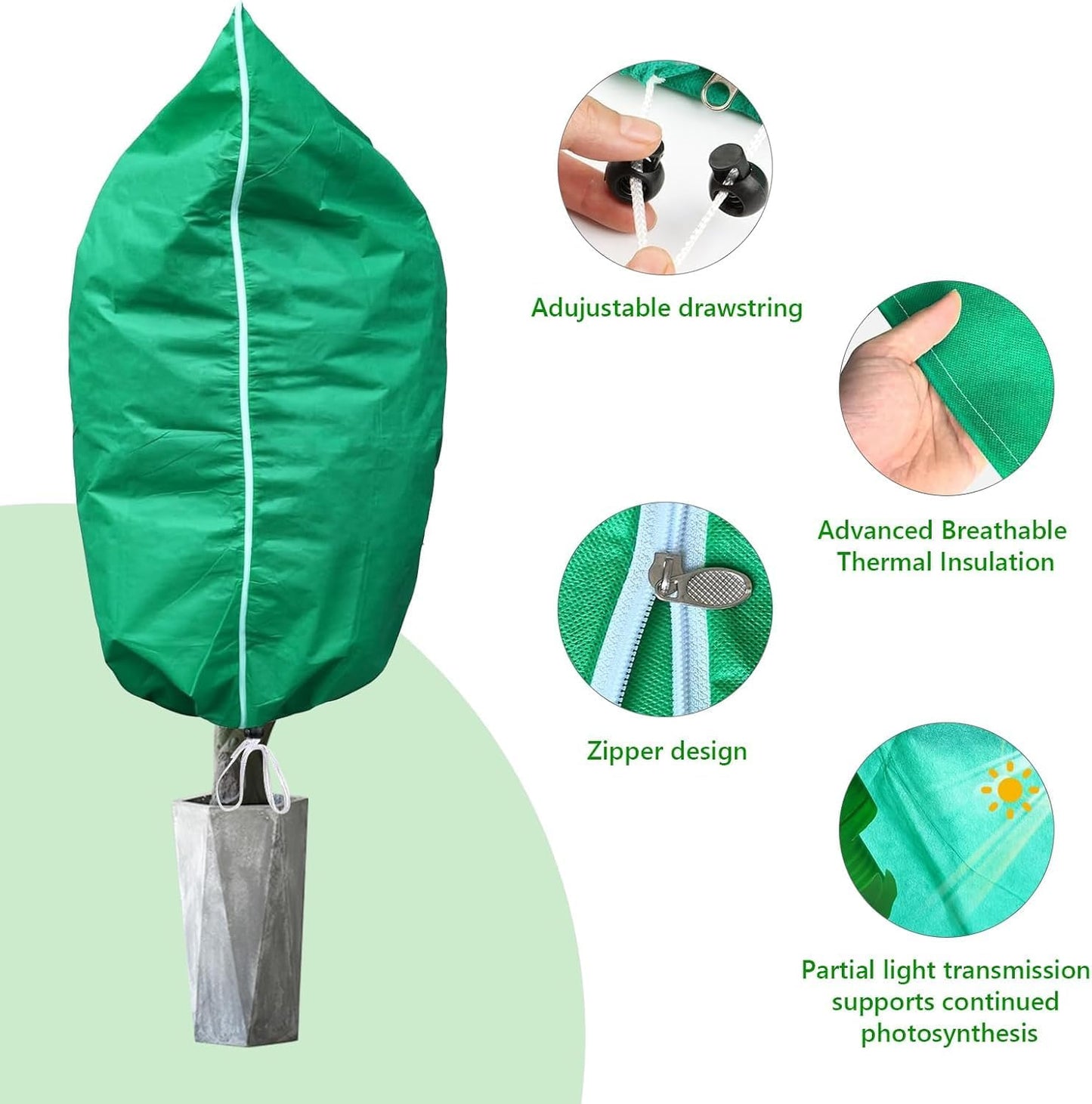 2 Pack 95"x95" Plant Covers with Zipper and Drawstring