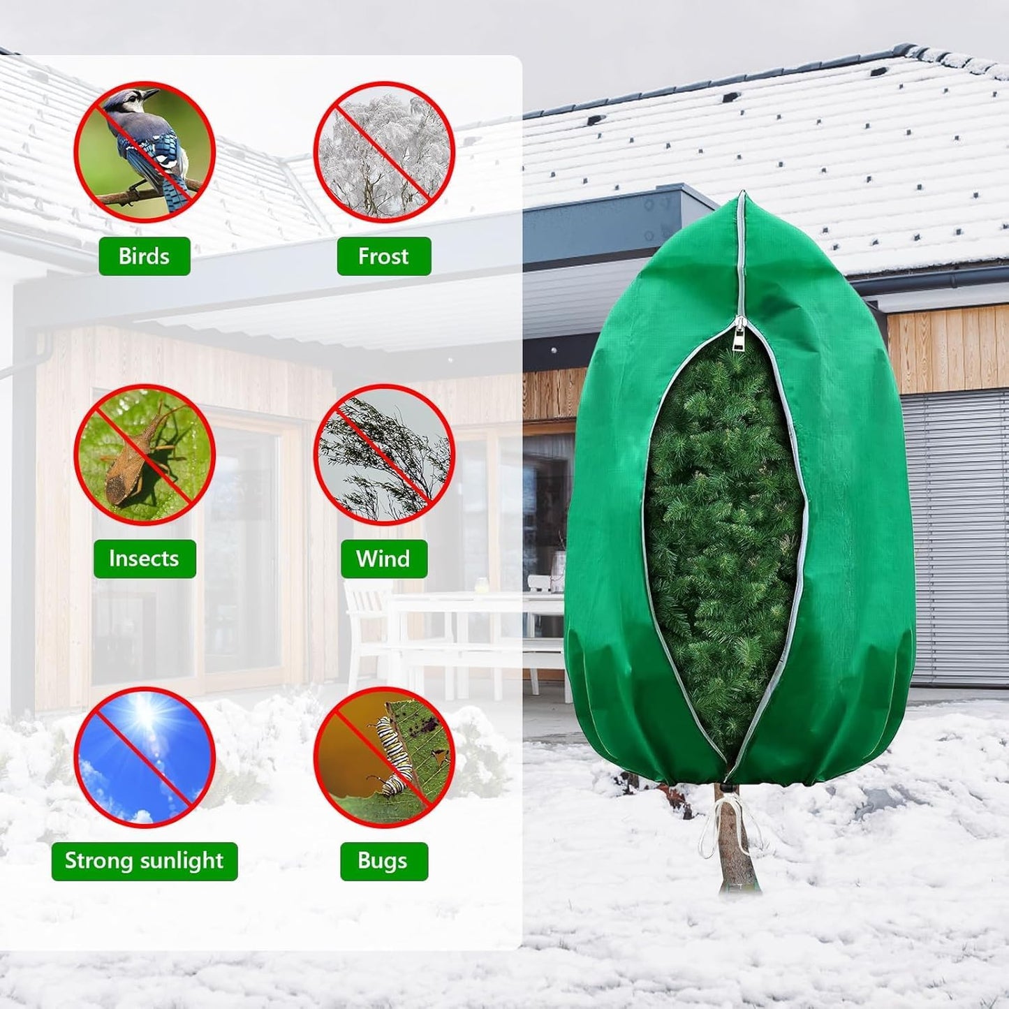 2 Pack 95"x95" Plant Covers with Zipper and Drawstring