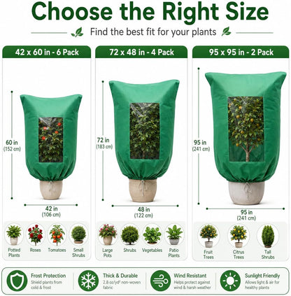 2 Pack 95"x95" Plant Covers with Zipper and Drawstring