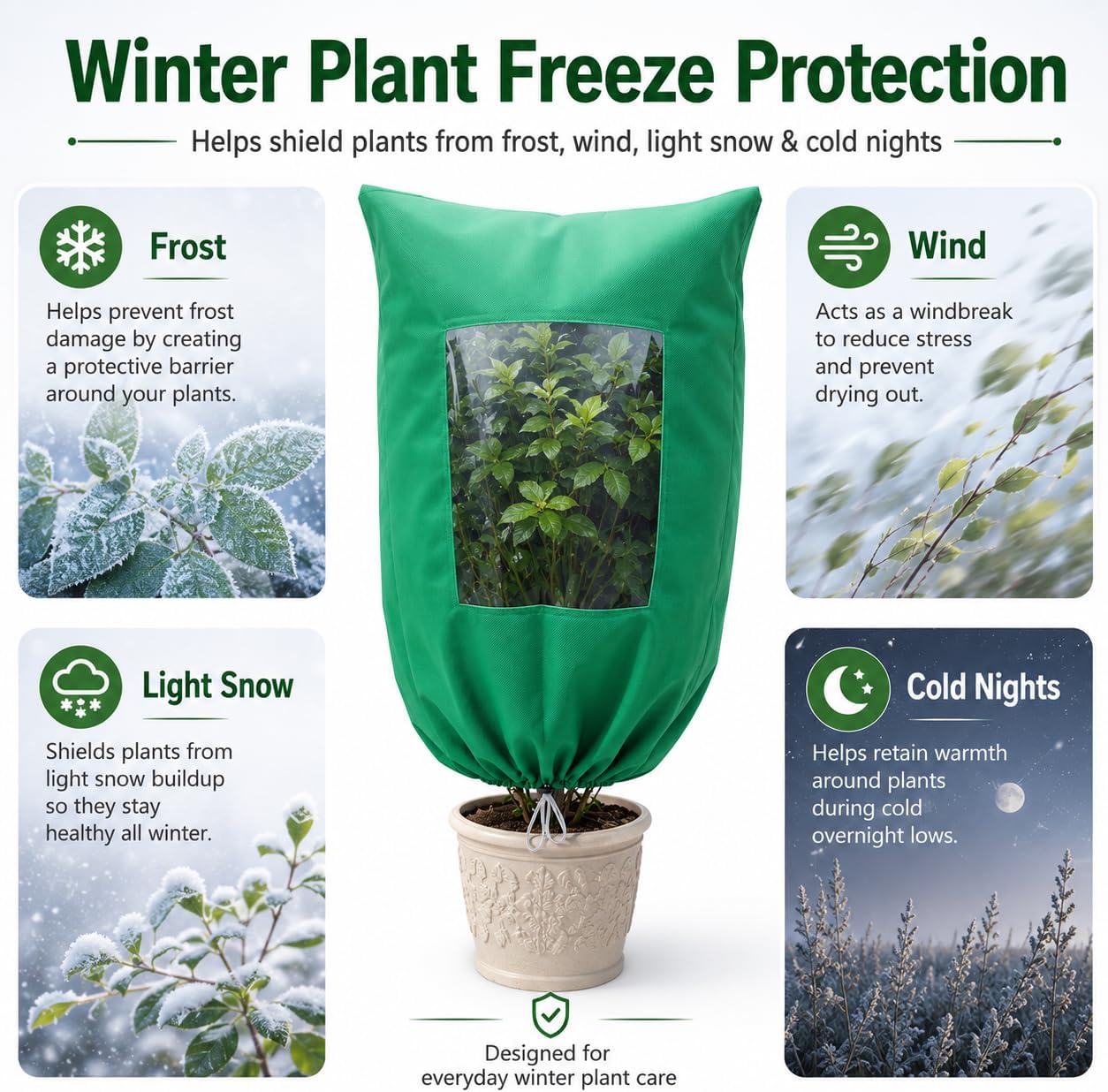 2 Pack 95"x95" Plant Covers with Zipper and Drawstring