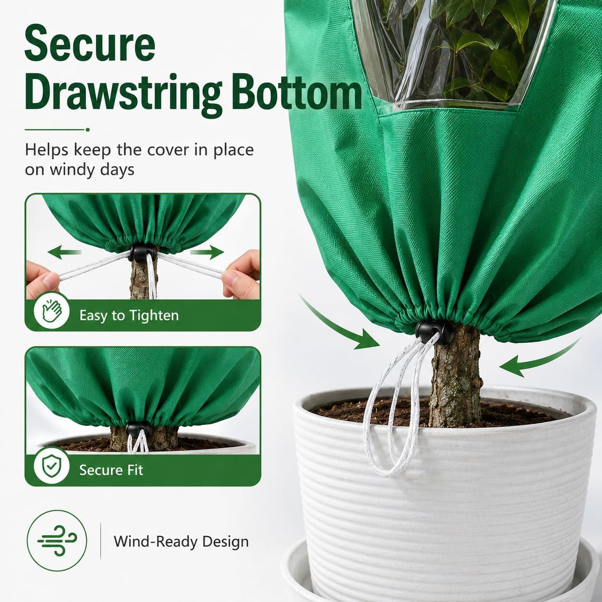 2 Pack 95"x95" Plant Covers with Zipper and Drawstring