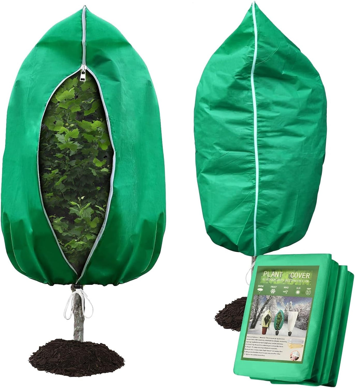 2 Pack 95"x95" Plant Covers with Zipper and Drawstring