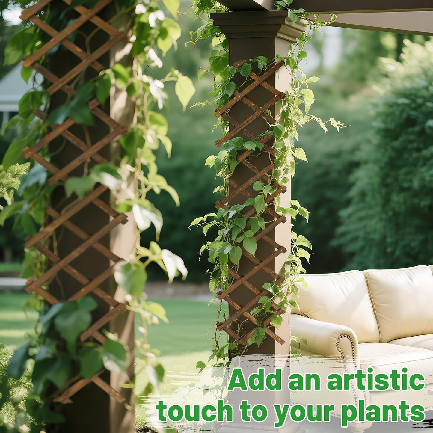 2Pcs 13x78 Expandable Wood Wall Trellis for Climbing Plants Outdoor/Indoor