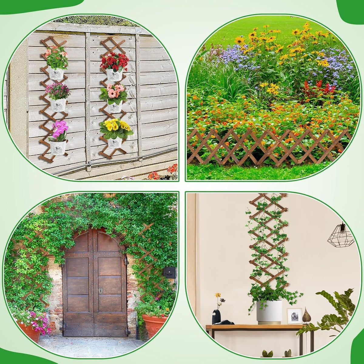 2Pcs 13x78 Expandable Wood Wall Trellis for Climbing Plants Outdoor/Indoor