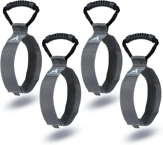 4 Pcs Heavy Duty Pool Vacuum Hose Storage Holder Garden Hose Organizer Hook and Loop Hose Strap Holder with Carrying Handle Perfect for Garden Hose Pool Vacuum Hose Garage Tool etc. (GREY)