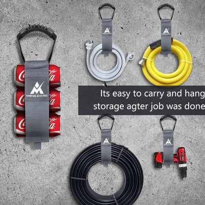 4 Pcs Heavy Duty Pool Vacuum Hose Storage Holder Garden Hose Organizer Hook and Loop Hose Strap Holder with Carrying Handle Perfect for Garden Hose Pool Vacuum Hose Garage Tool etc. (GREY)