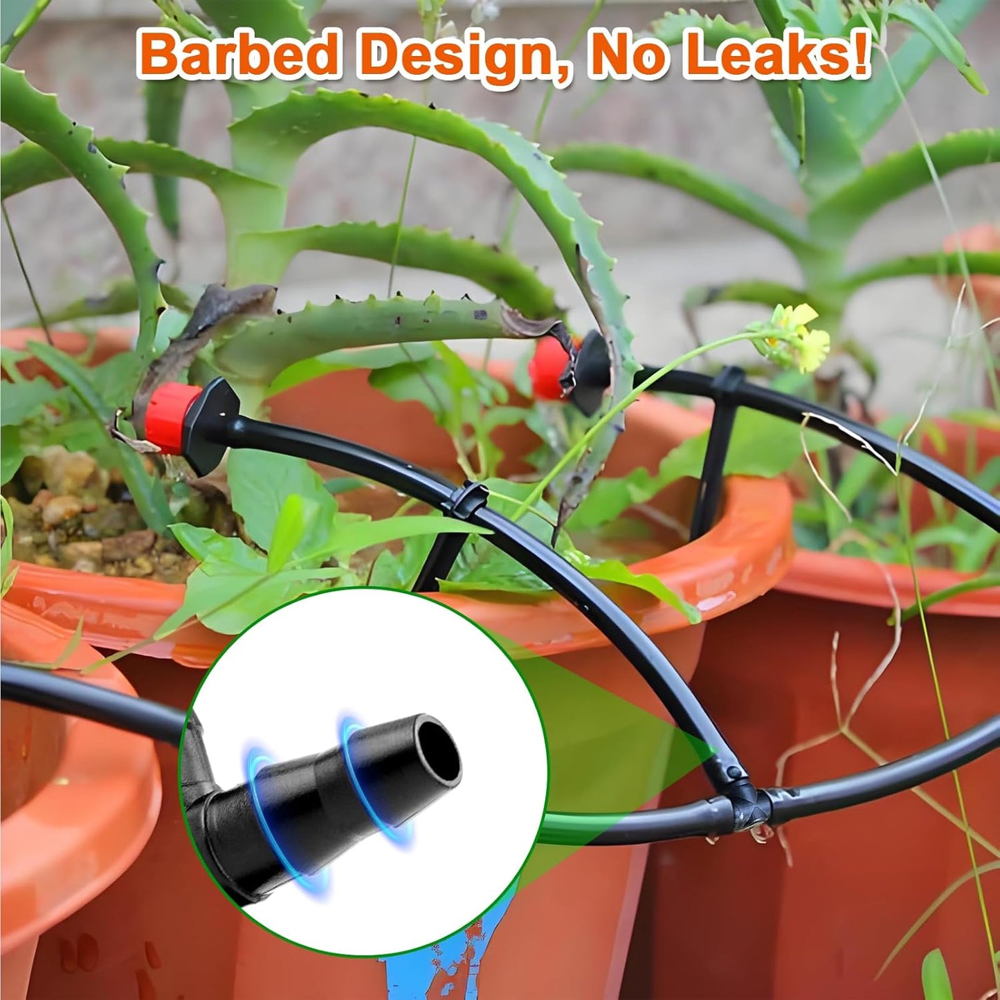280 Pcs Drip Irrigation Fittings Kit for 1/4" Tubing： 1/4 Inch Drip System Barbed Connectors (Nozzles, Nozzle Tees, Valves, Single Barbs, Couplings, Tees, Elbows, Plugs, Crosses)