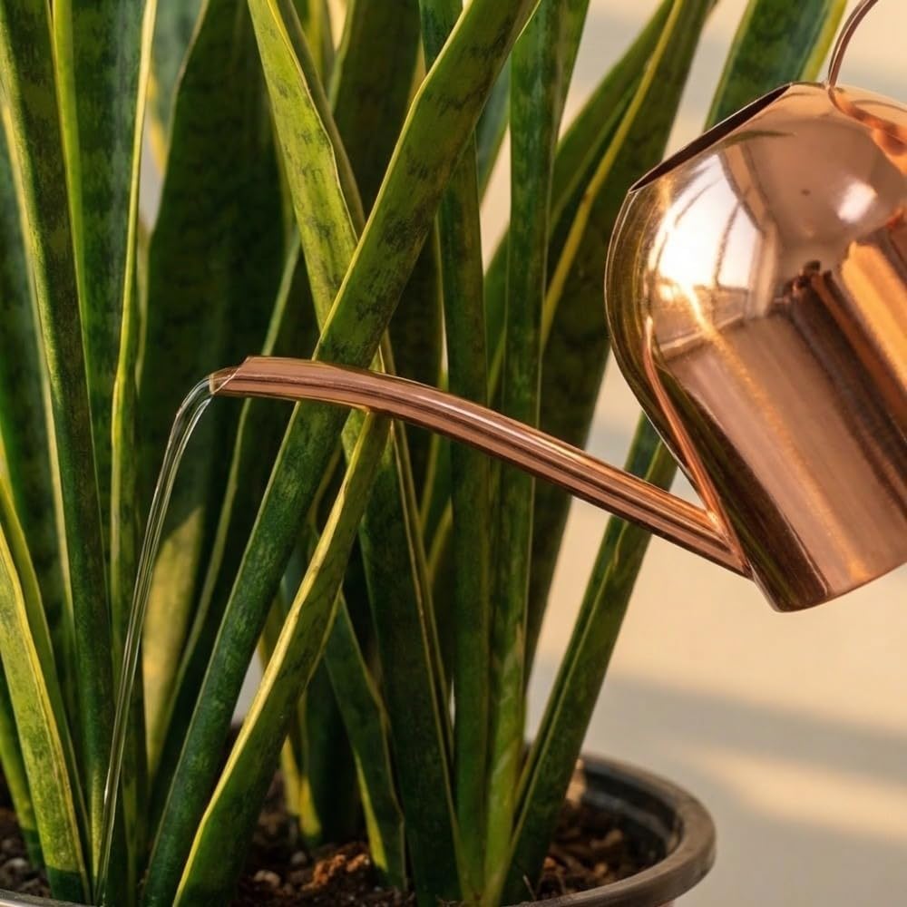 500ml Stainless Steel Watering Can Ergonomic Handle & Leak-Proof Design Long Spout Indoor Plant Pot for Home Garden(Rose Gold)