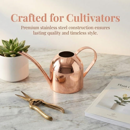 500ml Stainless Steel Watering Can Ergonomic Handle & Leak-Proof Design Long Spout Indoor Plant Pot for Home Garden(Rose Gold)