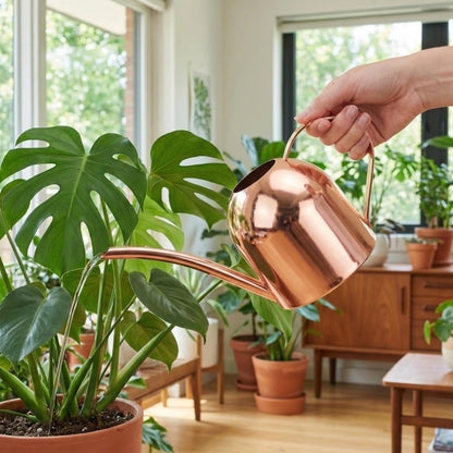 500ml Stainless Steel Watering Can Ergonomic Handle & Leak-Proof Design Long Spout Indoor Plant Pot for Home Garden(Rose Gold)