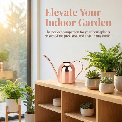 500ml Stainless Steel Watering Can Ergonomic Handle & Leak-Proof Design Long Spout Indoor Plant Pot for Home Garden(Rose Gold)
