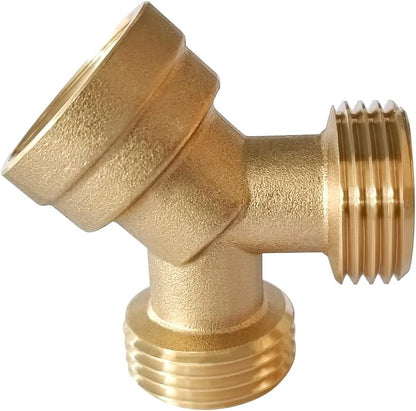 2PCS Brass 3/4" GHT Garden Hose Splitter Body Backyard 2 Way Y Shaped Connector Threaded Pipe Fitting Coupler Adapter with Washer