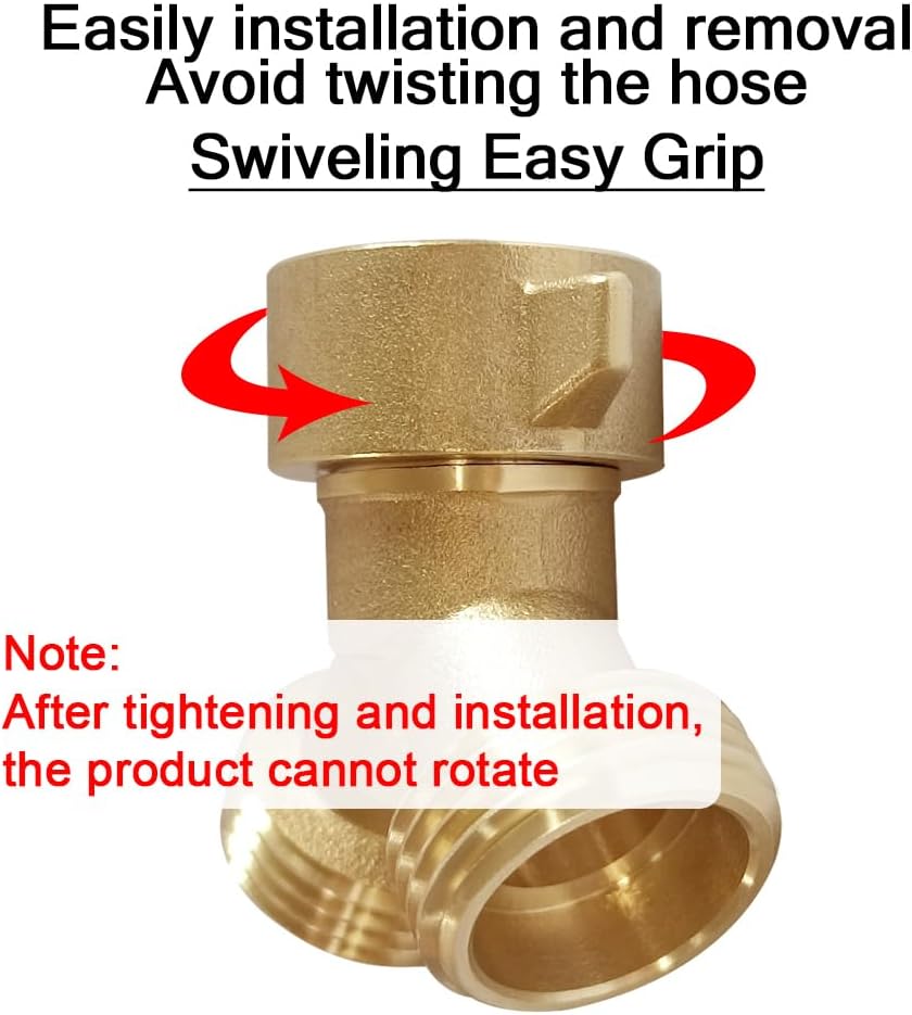 2PCS Brass 3/4" GHT Garden Hose Splitter Body Backyard 2 Way Y Shaped Connector Threaded Pipe Fitting Coupler Adapter with Washer